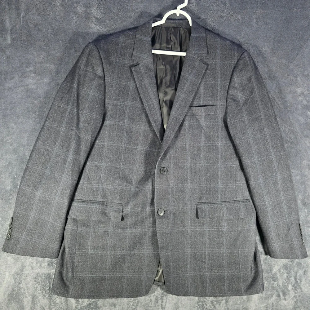 Andrew Fezza‎ Plaid Blazer Modern Fit Two Button Sport Coat Jacket 44R